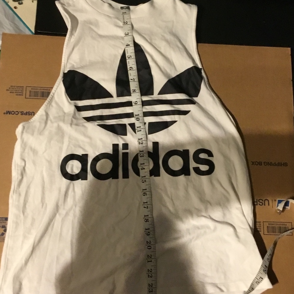 adidas White Tank Top with Black Trefoil Logo